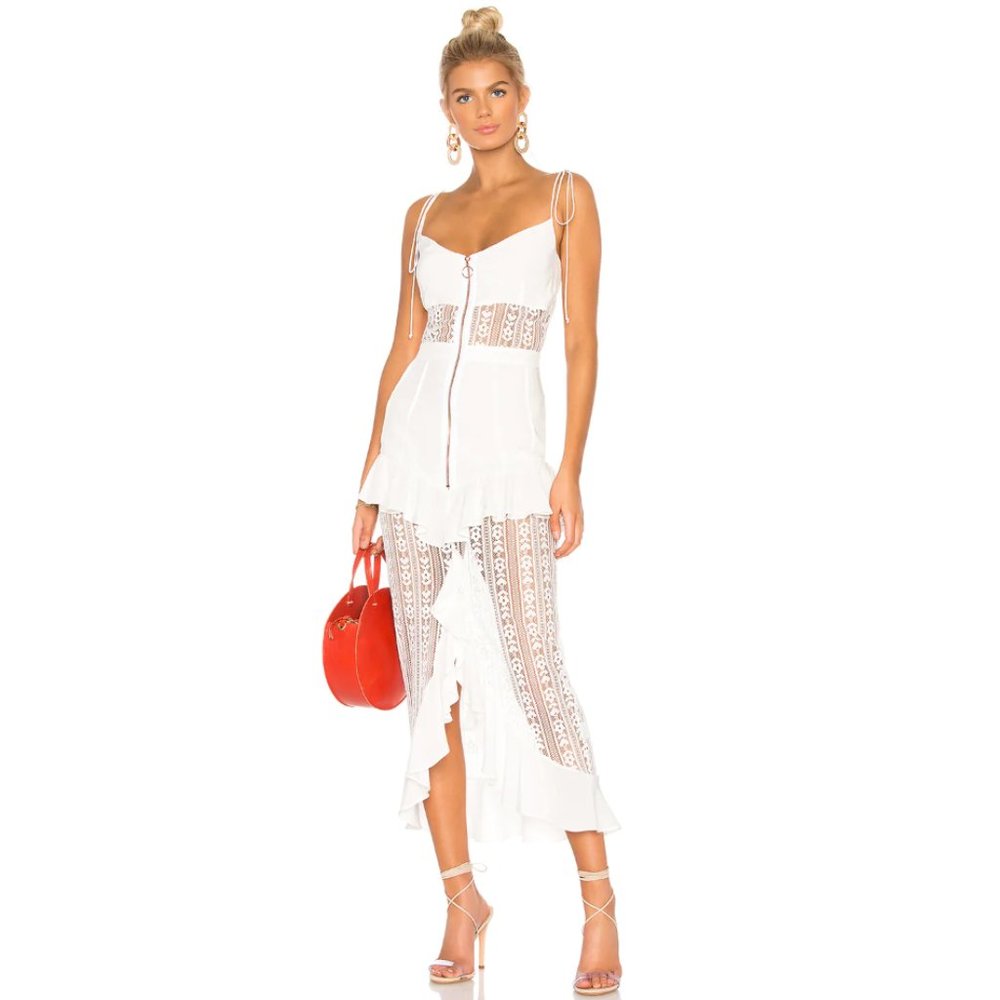For Love & Lemons Lacebird Midi White Dress - Picture 2 of 6